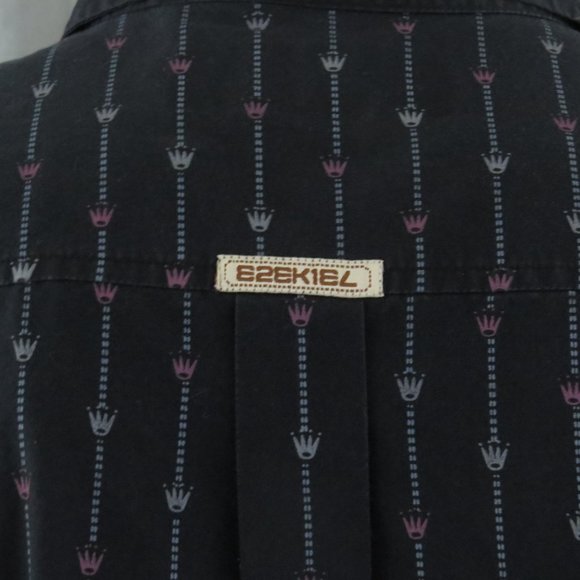 Vintage Skateboard Shirt - Ezekiel Crown Pin Stripe Button down - Men's Large - Picture 7 of 9